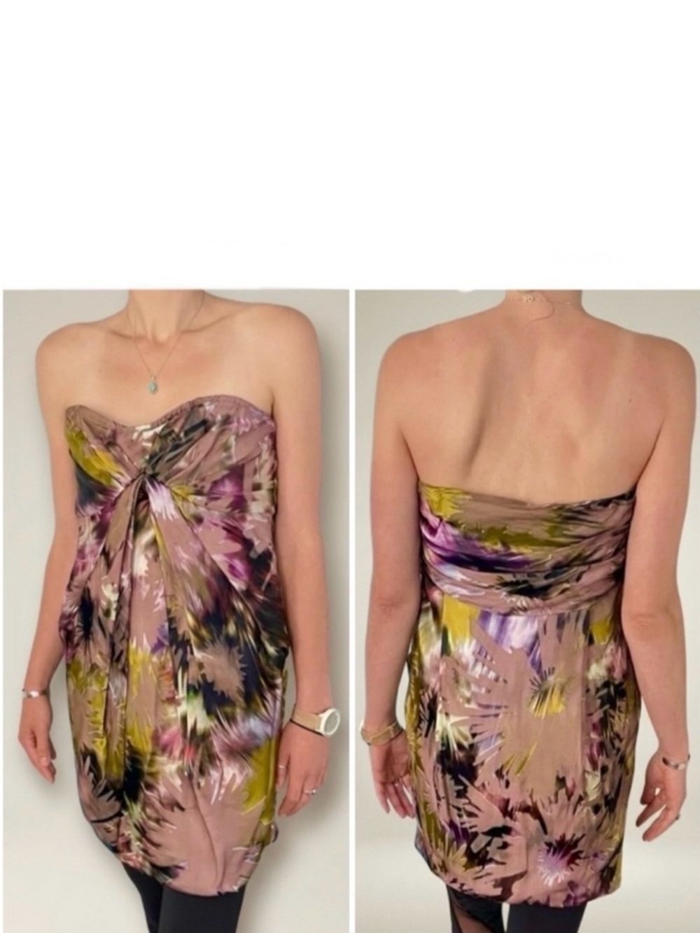 Vintage Burnout Silk-Mix Strapless Dress – Multi Abstract Prom & Special Events